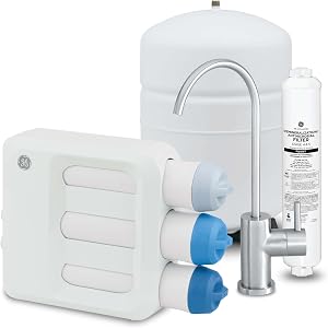 GE 5-Stage Reverse Osmosis Under Sink Water Filtration System with Faucet, Reduces 95+ Imp