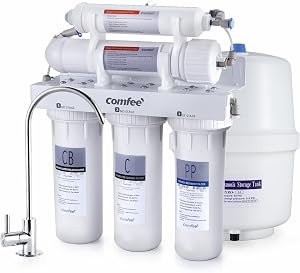 COMFEE’ CMP10 5-Stage Reverse Osmosis System, NSF Certified Water Filter for Under Sink, E