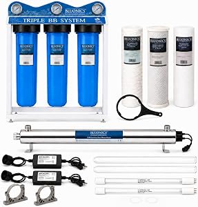 Bluonics 110W Whole House Water Filter System for Well & City Water, 4-Stage Water Fil