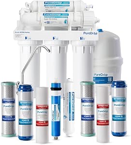 PureDrop RTW5 SGS-Tested 5 Stage Reverse Osmosis Water Filter System with Innovative Top-M