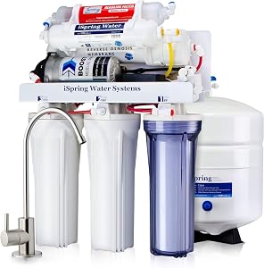 iSpring RCC7P-AK, 6-Stage Reverse Osmosis System Under Sink Alkaline Water Filter and Pump