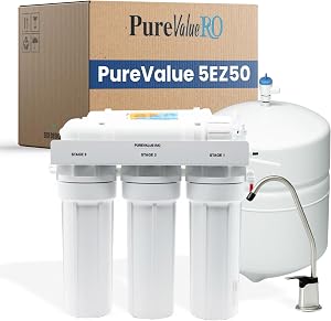 PureValue 5EZ50 Reverse Osmosis System - 5-Stage RO Water Filtration System for Under Sink