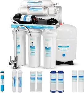Geekpure 5 Stage Reverse Osmosis RO Drinking Water Filter System with Booster Pump and Ext