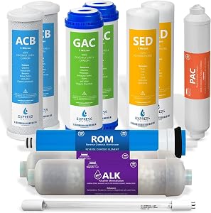 Express Water – 1 Year Reverse Osmosis System Filter Set – 11 Filters with 100 GPD RO Memb