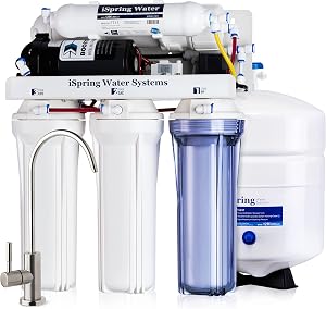 iSpring RCC7P, 75 GPD Reverse Osmosis System with Pump, 5-Stage Boosted Performance Under