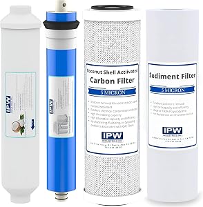 IPW Industries Universal 4-Stage Under Sink Reverse Osmosis Replacement Filter Kit | Repla