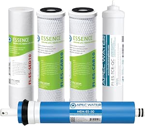 APEC Water Reverse Osmosis Filter Replacement Set, 5-Stage RO System Filters, 50 GPD, For