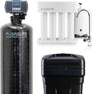 Aquasure 64,000 Grains Whole House Water Filter Bundle with Automatic Digital Metered Cont