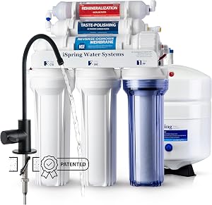iSpring RCC7AK-BLK, NSF/ANSI 58 Certified, Alkaline 6-Stage Reverse Osmosis System with St